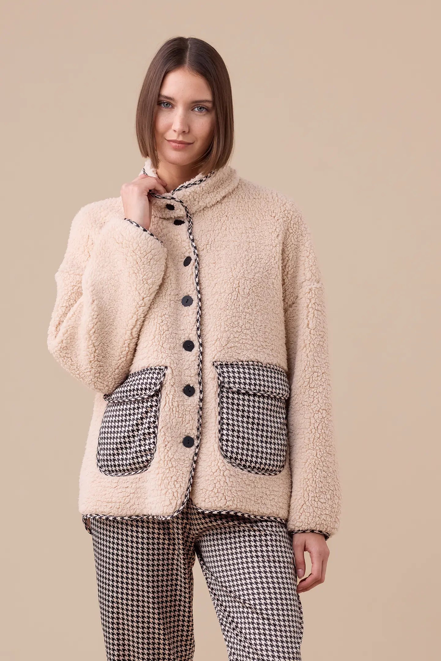 Giacca donna double face in eco-agnellino articolo sheepy Noi Di Notte