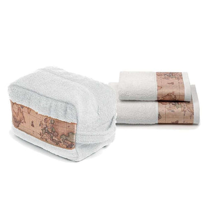 Set Beauty Geo Classic Bianco 1+1 Asciugamani in Spugna Alviero Martini