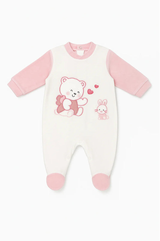 Tutina velour baby cuoricini Papalina