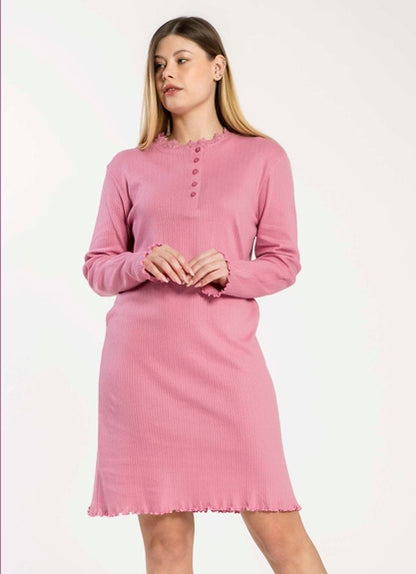 Camicia da Notte Donna Pointelle Agnes in Caldo Cotone – Milk and Honey