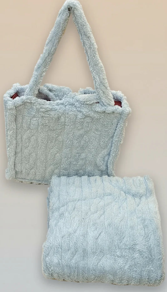 SET PLAID 130X160 CON BORSA JACQUARD MILK AND HONEY