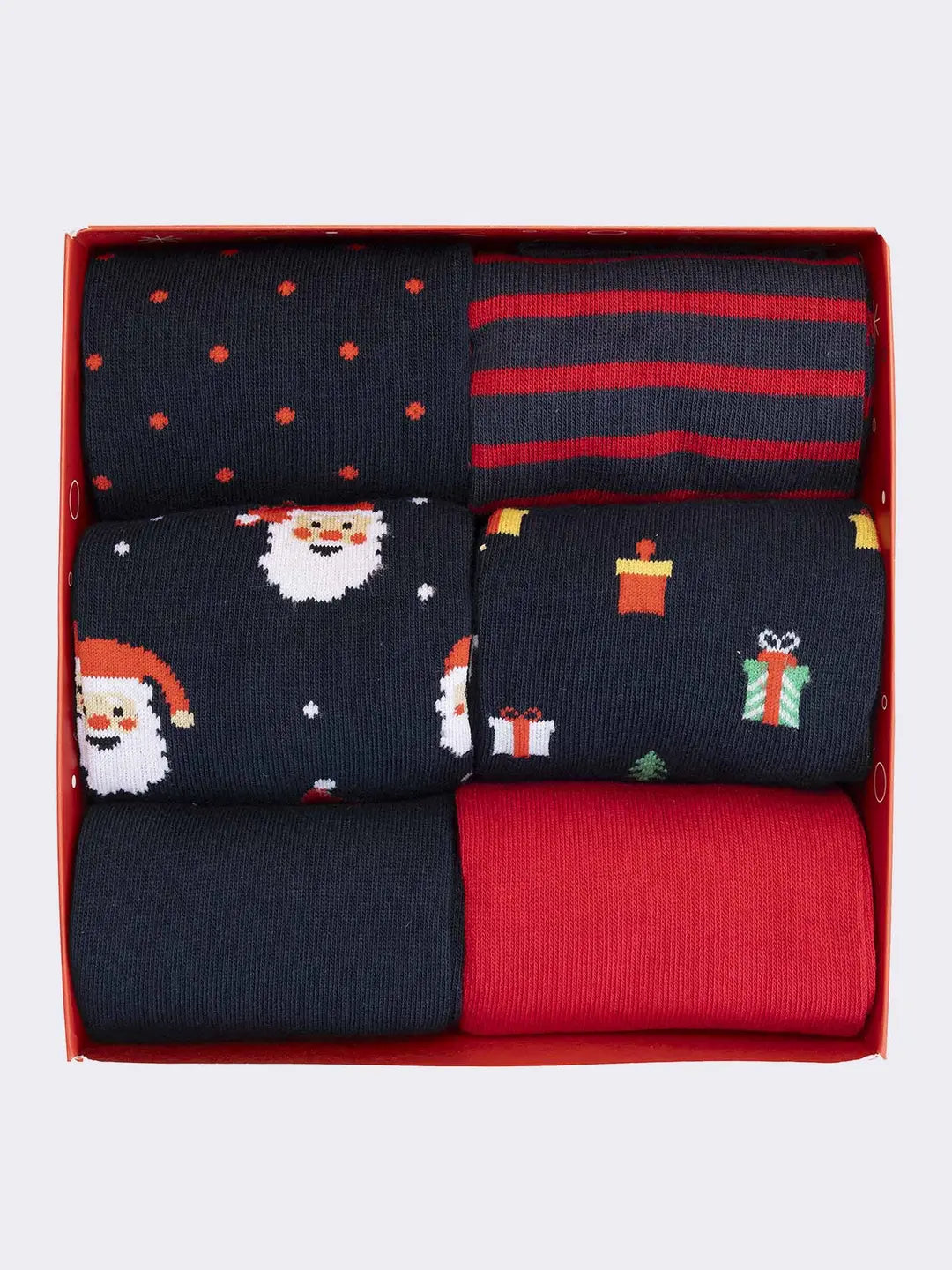 Set Regalo 6 paia di calze uomo fantasia natalizia in caldo cotone