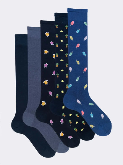 Scatola regalo Ciocca calze uomo in fresco cotone, 6 paia fantasia summer
