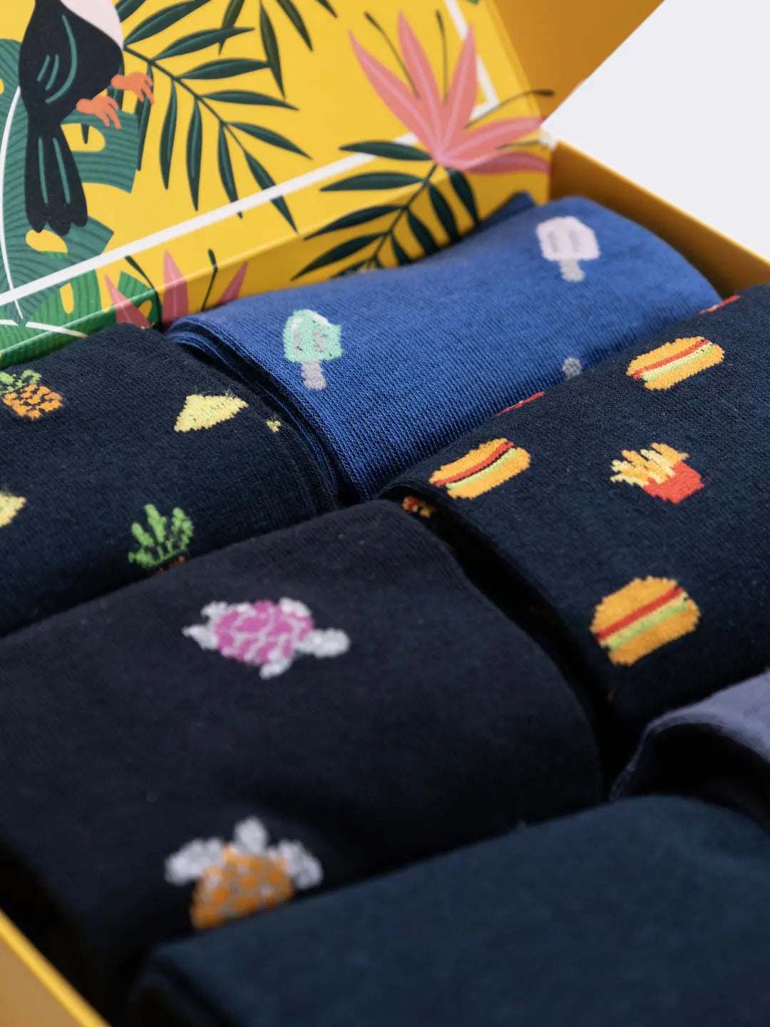Scatola regalo Ciocca calze uomo in fresco cotone, 6 paia fantasia summer